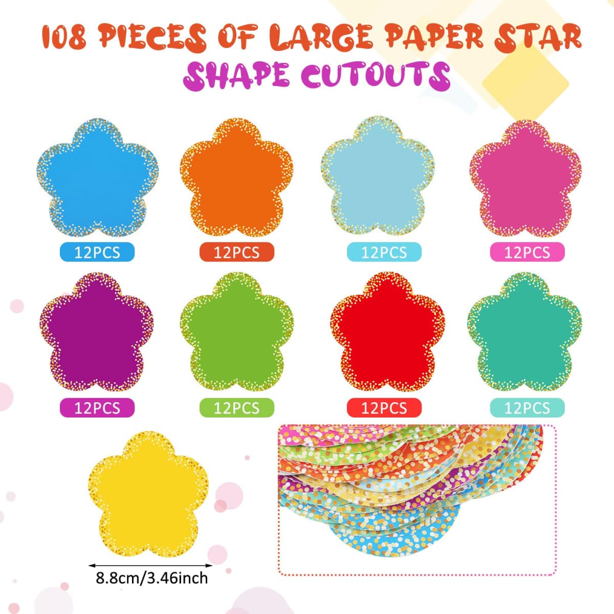 Seajan 108 Pcs Confetti Flowers Cutouts 3.5 Inch Bulletin Board Chalkboard Paper Flowers Cutouts Decor Assorted Colors Accent for DIY Craft Projects Rustic Party Supplies thumbnail 2