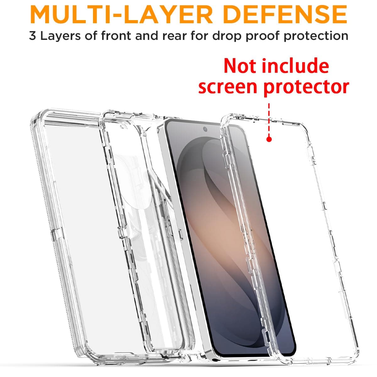 AICase for Samsung Galaxy S26 Ultra Clear 3 in 1 Heavy Duty Drop Protection Full Body Rugged Shockproof/Dust Proof Triple Layer Transparent Military Protective Tough Durable Cover for S26 Ultra 2026_1 thumbnail 2