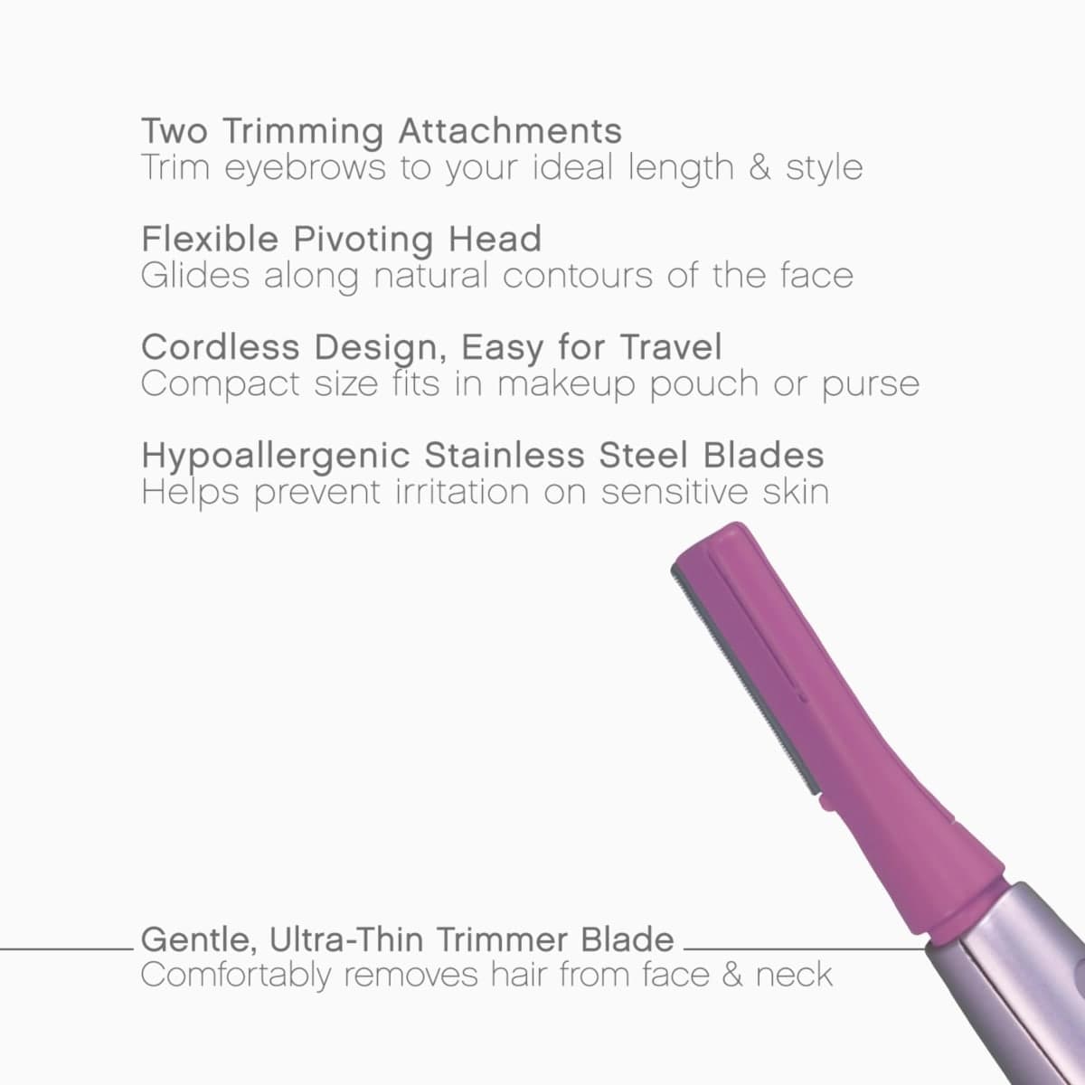 PANASONIC Facial Hair Trimmer for Women ES2113PC, with Pivoting Head and Eyebrow Trimmer Attachments, Dry Use, Battery-Operated thumbnail 2
