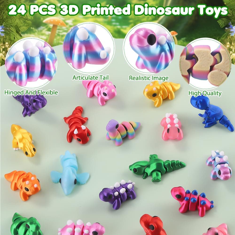 JOICEE 24 Pcs 3D Printed Dinosaur Animals Set thumbnail 3