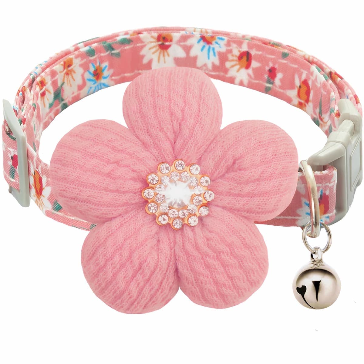 Medium Dog Collar with Flower, Dog Collars for Medium Dogs Collar for Girl Cute Dog Collar with Bell, Adjustable Length — image 1