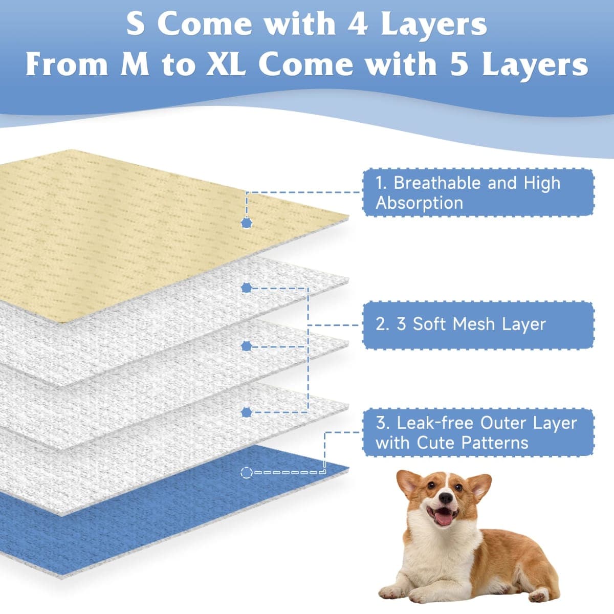 Dog Diapers Female 5pcs,Reusable Dog Doggie Puppy Doggy Diapers Female, Period Panties in Heat, Leaf, Large thumbnail 3
