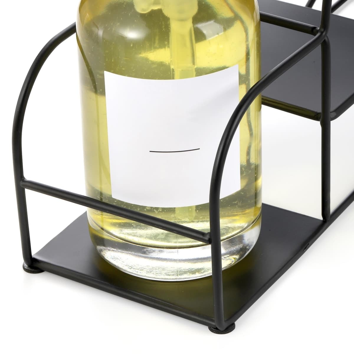 Noamus 4-Tier Syrup Bottle Holder, Iron 4 Compartment Bottle Organizer Rack, 16" Countertop Display Storage Shelf Bottle Stand, Metal Coffee Bar Organizer for Dressing, Wine, Juice, Kitchen, Black thumbnail 4