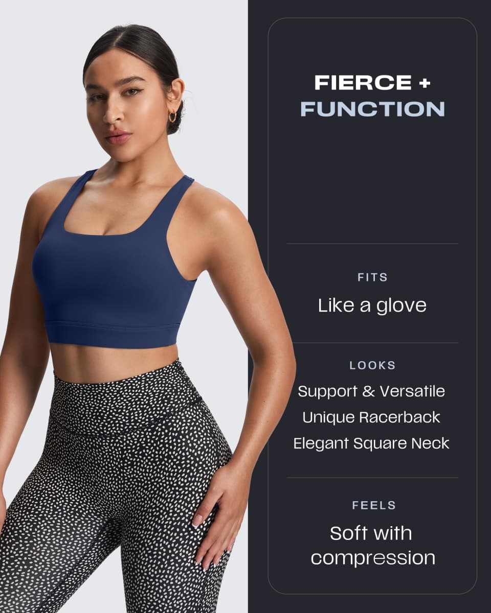 Aoxjox Women's Workout Sports Bras High Impact Fitness Training Gym Khloe Bra Yoga Crop Tank (Bellwether Blue, Large) thumbnail 2