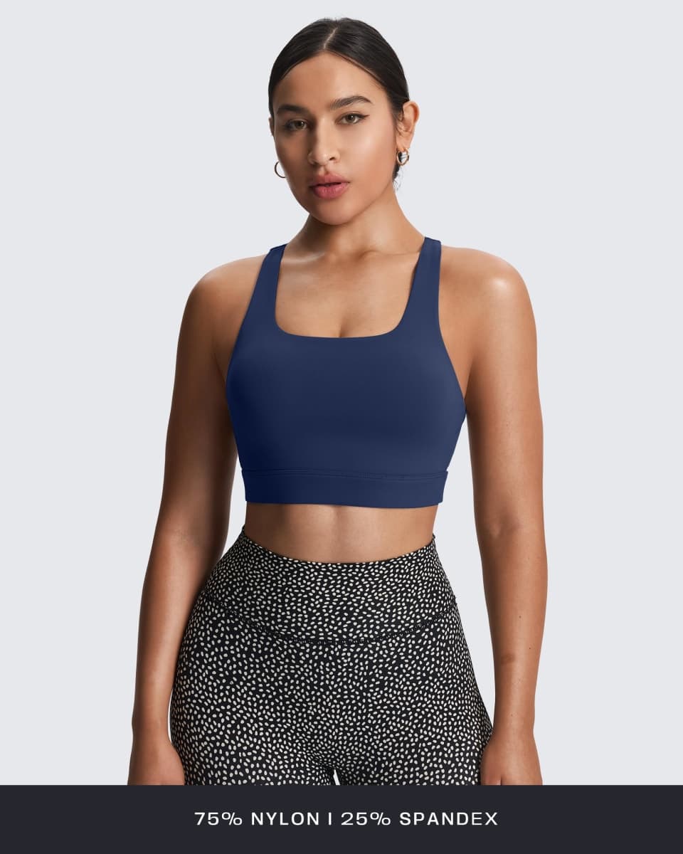 Aoxjox Women's Workout Sports Bras High Impact Fitness Training Gym Khloe Bra Yoga Crop Tank (Bellwether Blue, Large) thumbnail 3