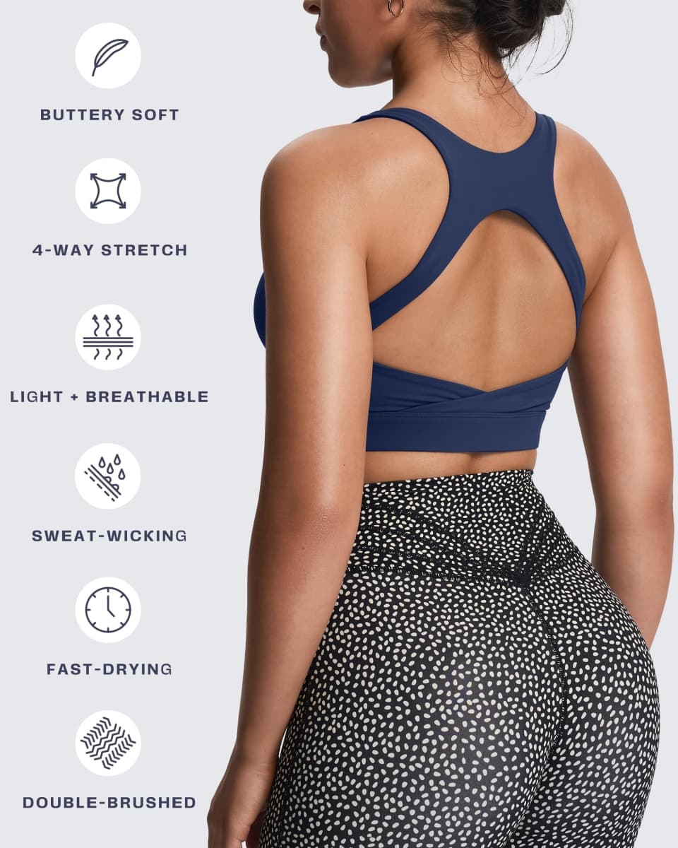 Aoxjox Women's Workout Sports Bras High Impact Fitness Training Gym Khloe Bra Yoga Crop Tank (Bellwether Blue, Large) thumbnail 4