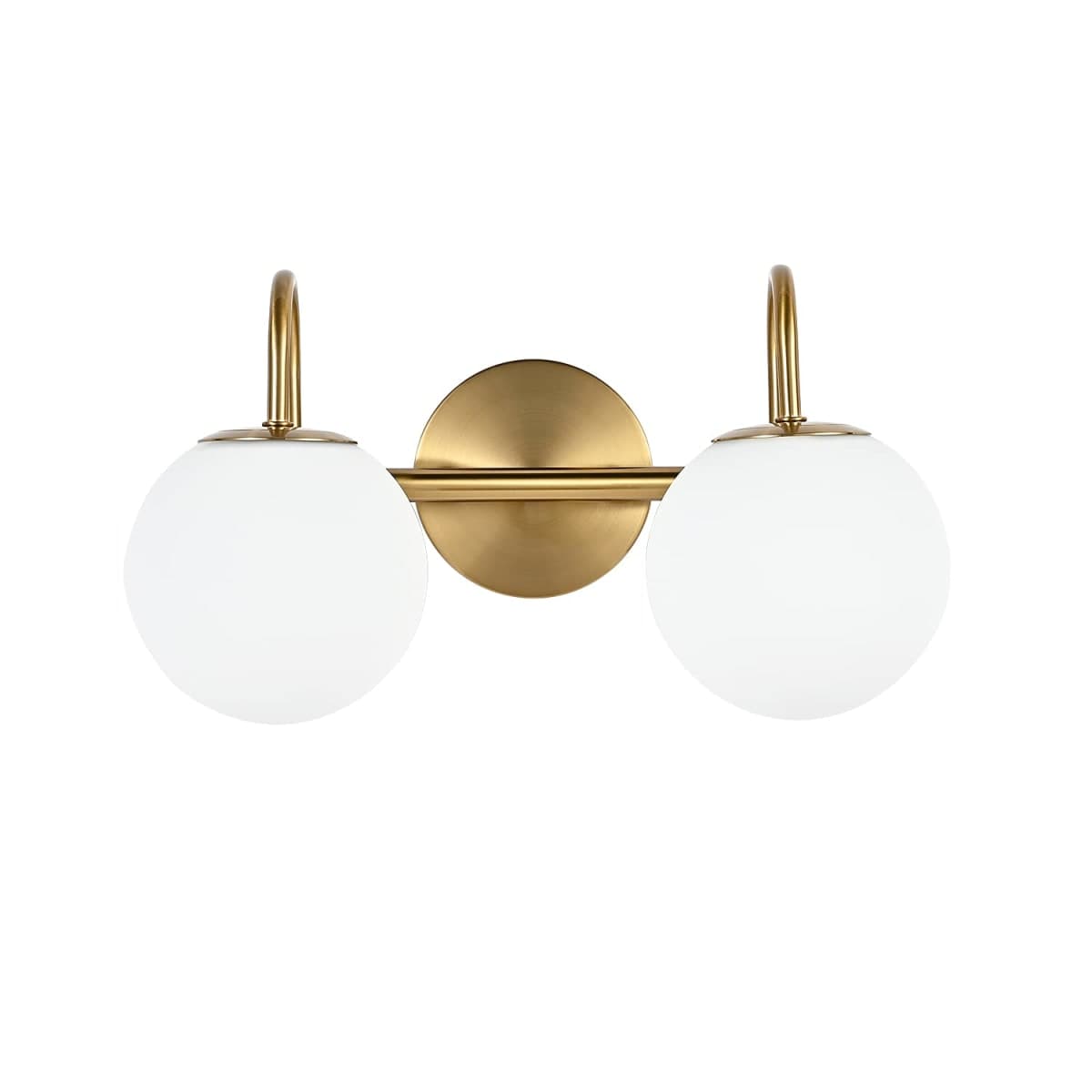ZHUOER Modern Bathroom Vanity Light Fixtures 2 Lights Brushed Brass Milk White Globe Glass Shade Modern Wall Bar Sconce Lighting Bath Vanity Lights Over Mirror (Exclude G9 Bulb) — image 1