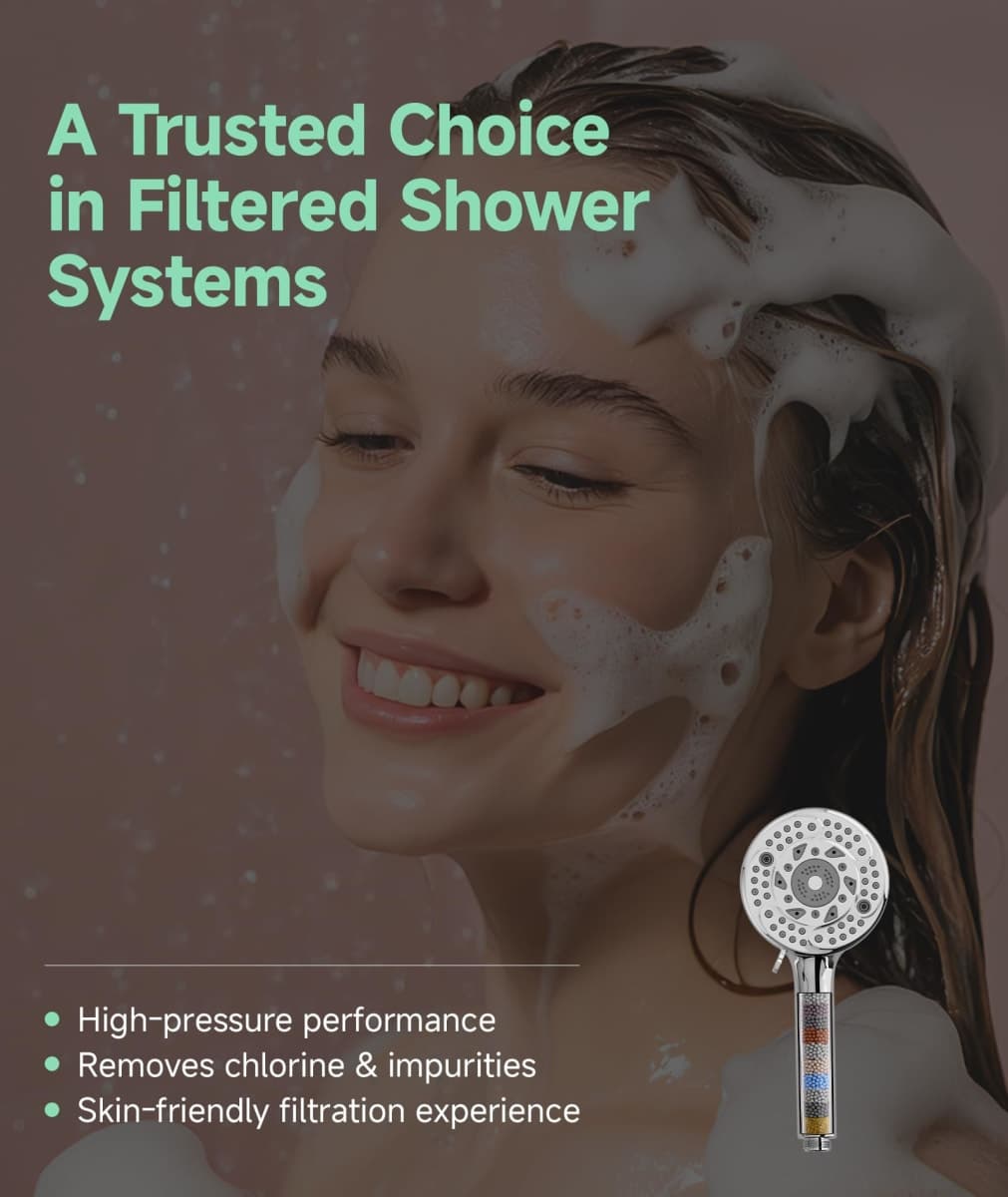Filtered Shower Head with Handheld, 9-Spray Mode High Pressure Detachable Shower Head with Filters for Hard Water - Remove Chlorine Chrome thumbnail 3