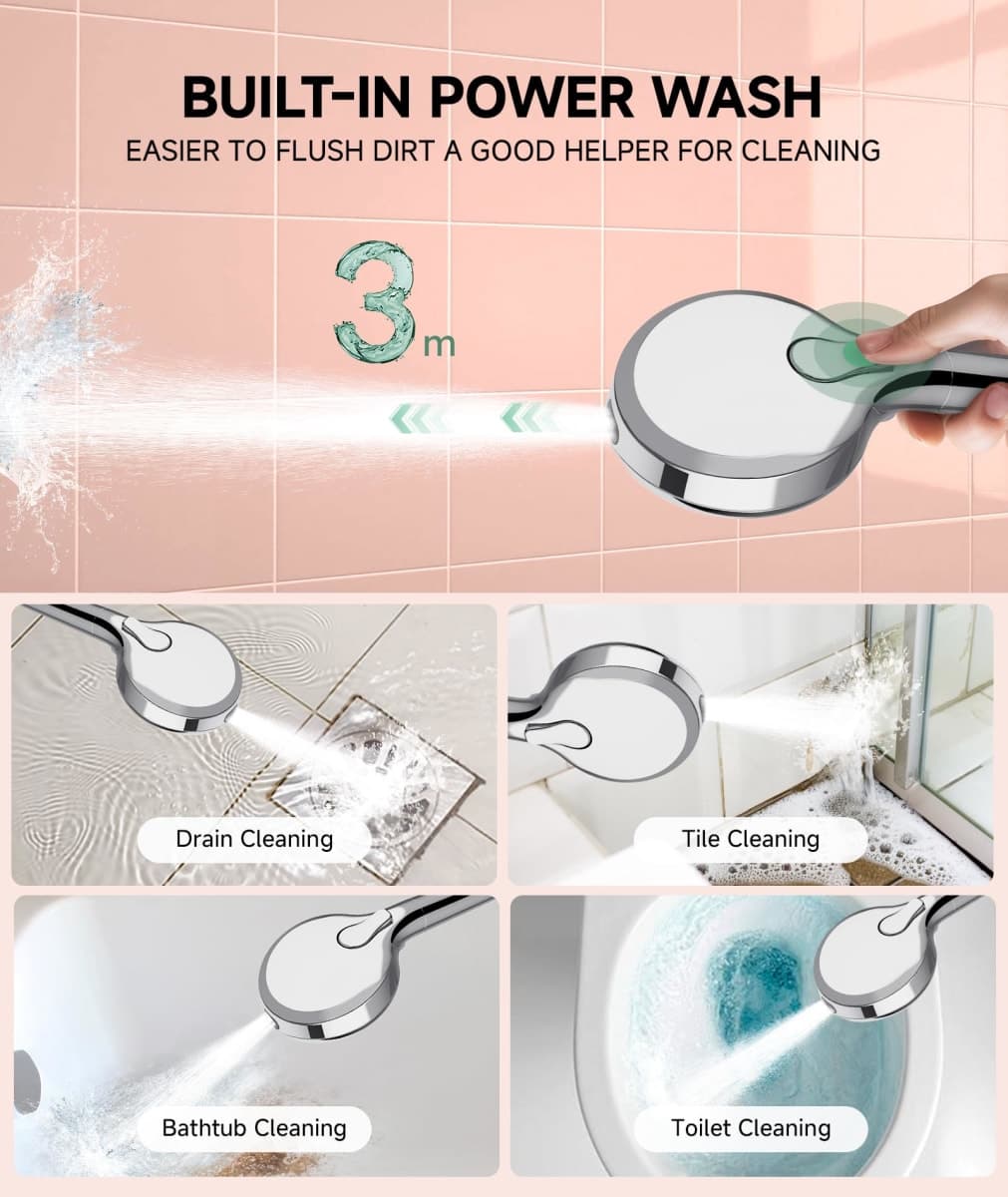 Filtered Shower Head with Handheld, 9-Spray Mode High Pressure Detachable Shower Head with Filters for Hard Water - Remove Chlorine Chrome thumbnail 5