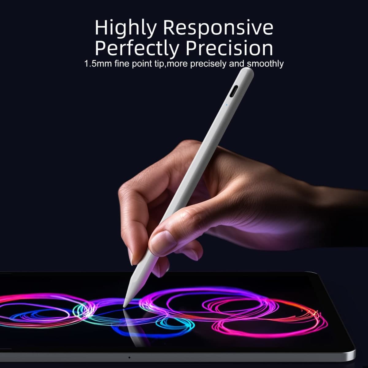 Stylus Pen for iPad with Palm Rejection, 2X Fast Charging Pencil Compatible with 2018-2025 iPad 6-11, iPad Pro 11", iPad Pro 12.9" 6/5/4/3, iPad Pro 13", iPad Air 6/5/4/3, iPad mini 7/6/5 thumbnail 2