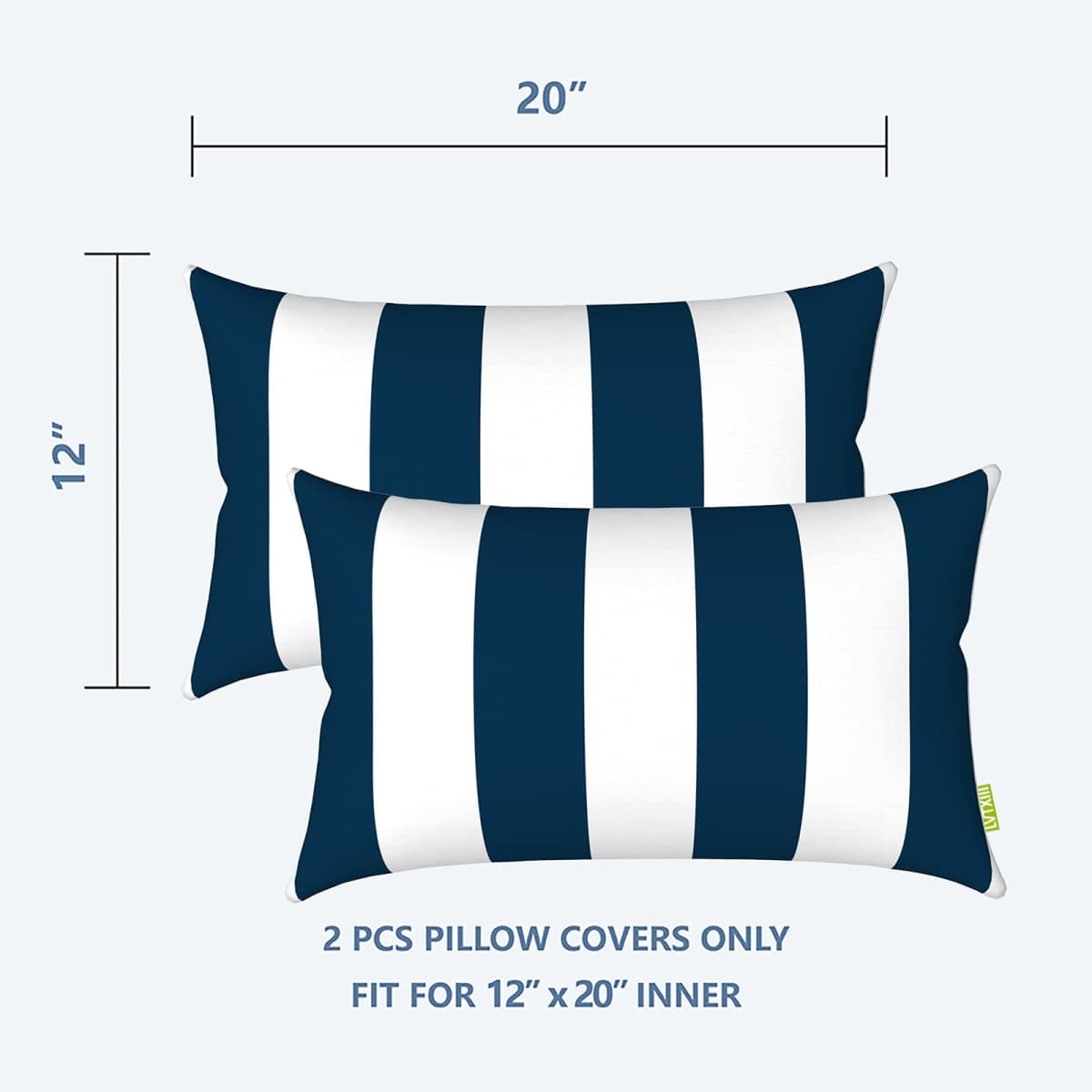 LVTXIII Outdoor/Indoor Lumbar Pillow Covers, Patio Fade Resistant Lumbar Pillow Cases ONLY, Tropical Lumbar Cushion Covers for Home and Garden Furniture Decor,12” x 20”, Pack of 2, Cabana Navy thumbnail 2