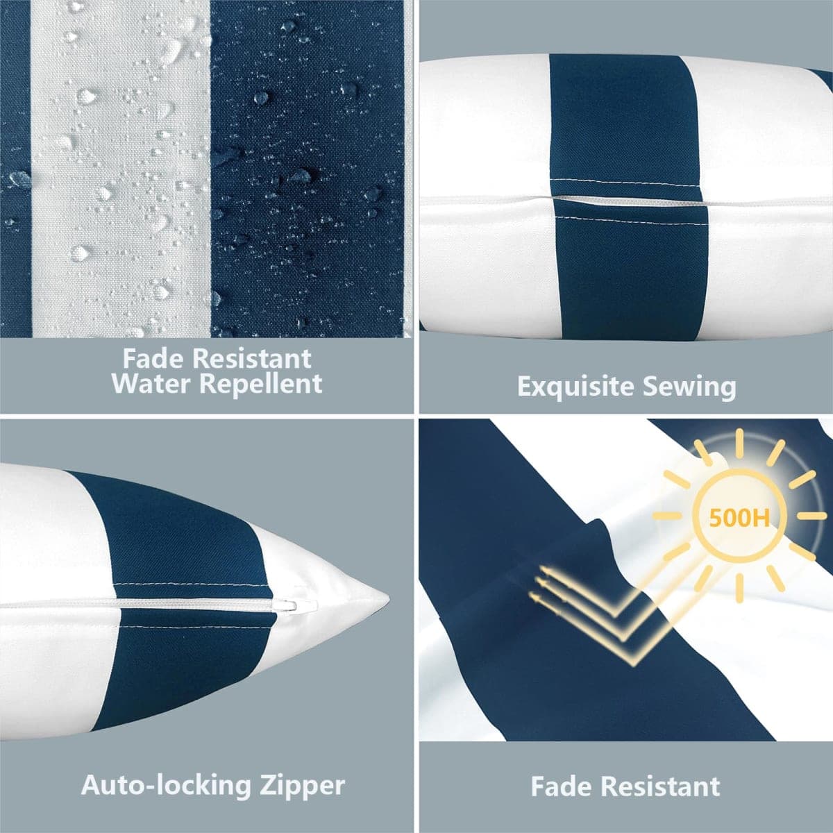 LVTXIII Outdoor/Indoor Lumbar Pillow Covers, Patio Fade Resistant Lumbar Pillow Cases ONLY, Tropical Lumbar Cushion Covers for Home and Garden Furniture Decor,12” x 20”, Pack of 2, Cabana Navy thumbnail 3