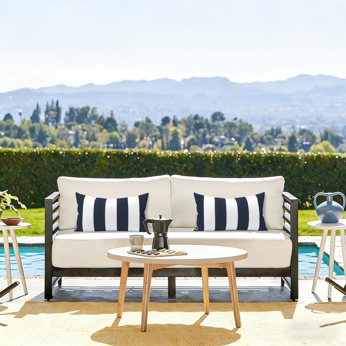 LVTXIII Outdoor/Indoor Lumbar Pillow Covers, Patio Fade Resistant Lumbar Pillow Cases ONLY, Tropical Lumbar Cushion Covers for Home and Garden Furniture Decor,12” x 20”, Pack of 2, Cabana Navy thumbnail 5
