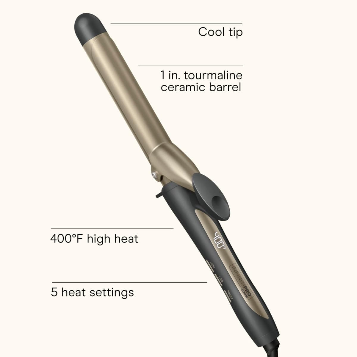 INFINITIPRO BY CONAIR Tourmaline Ceramic 1-inch Curling Iron, 1-inch Digital Curling Iron, 1-inch barrel produces classic curls – for use on short, medium, and long hair thumbnail 2