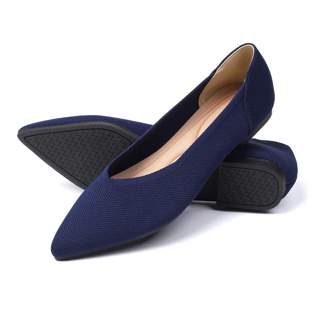 Semwiss Women's Ballet Flats Comfortable Casual Dressy Shoes,Work Flats Office Shoes Pointed Toe Leopard Flats., Navy, 7 thumbnail 4