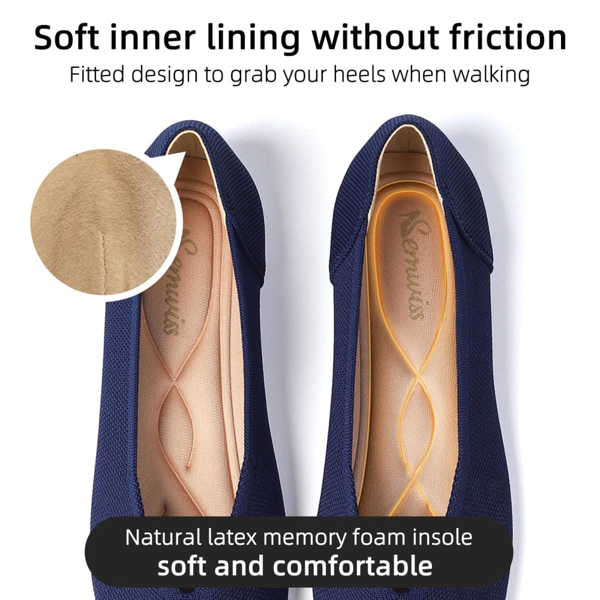 Semwiss Women's Ballet Flats Comfortable Casual Dressy Shoes,Work Flats Office Shoes Pointed Toe Leopard Flats., Navy, 7 thumbnail 5