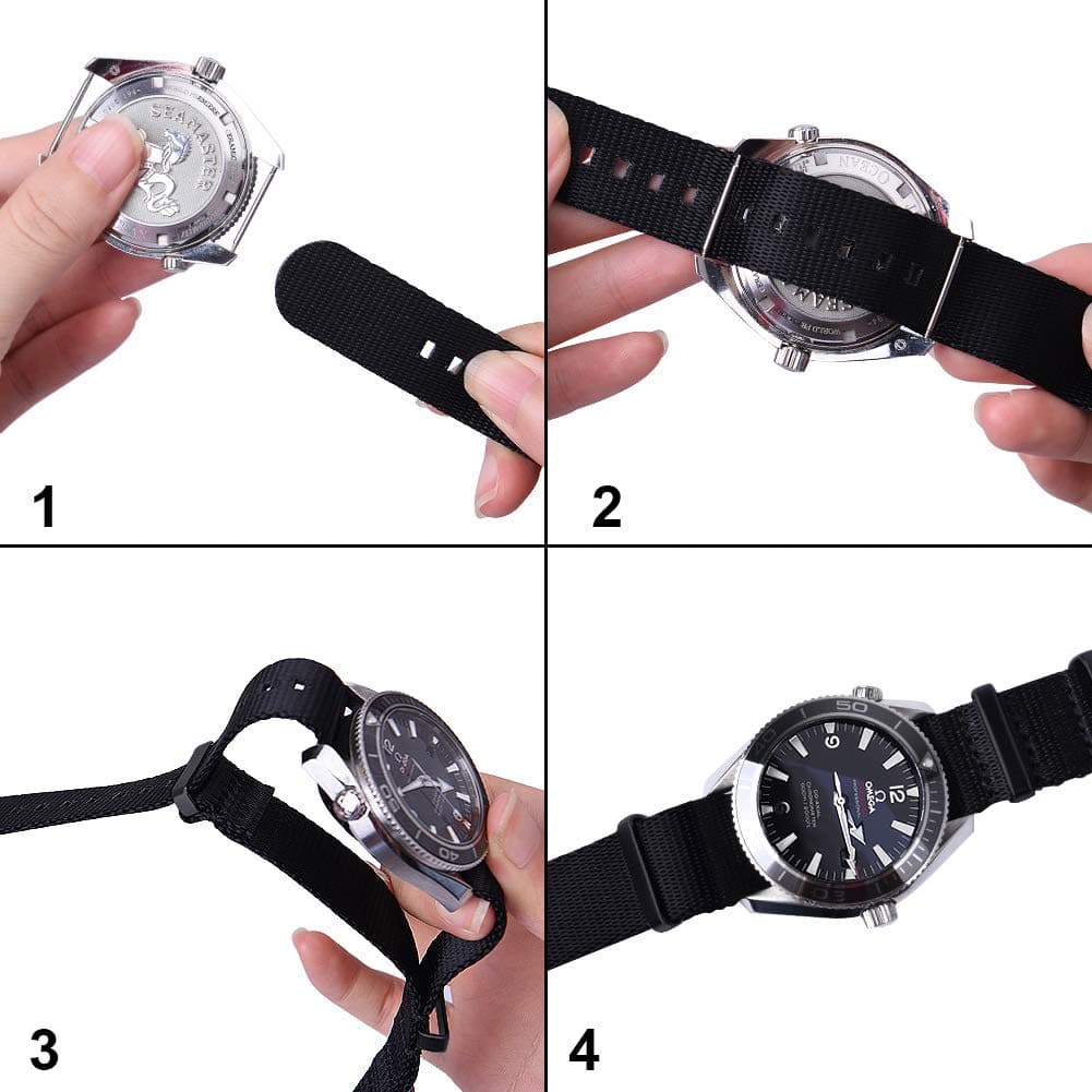 Ritche Christmas Gift Quick Release Leather Watch Band Leather Watch Strap 18mm 19mm 20mm 21mm 22mm 23mm or 24mm for Men and Women, White Elephant Gifts, Stocking Stuffers For Men, Black / Black, 23MM thumbnail 4