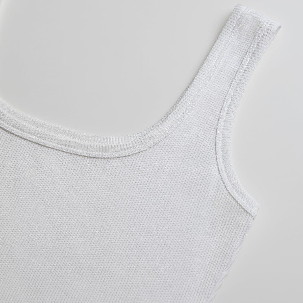Women's Square Neck Sleeveless Tank Top Knit Ribbed Fitted Casual Basic Crop Top Shirts, White, Small thumbnail 4