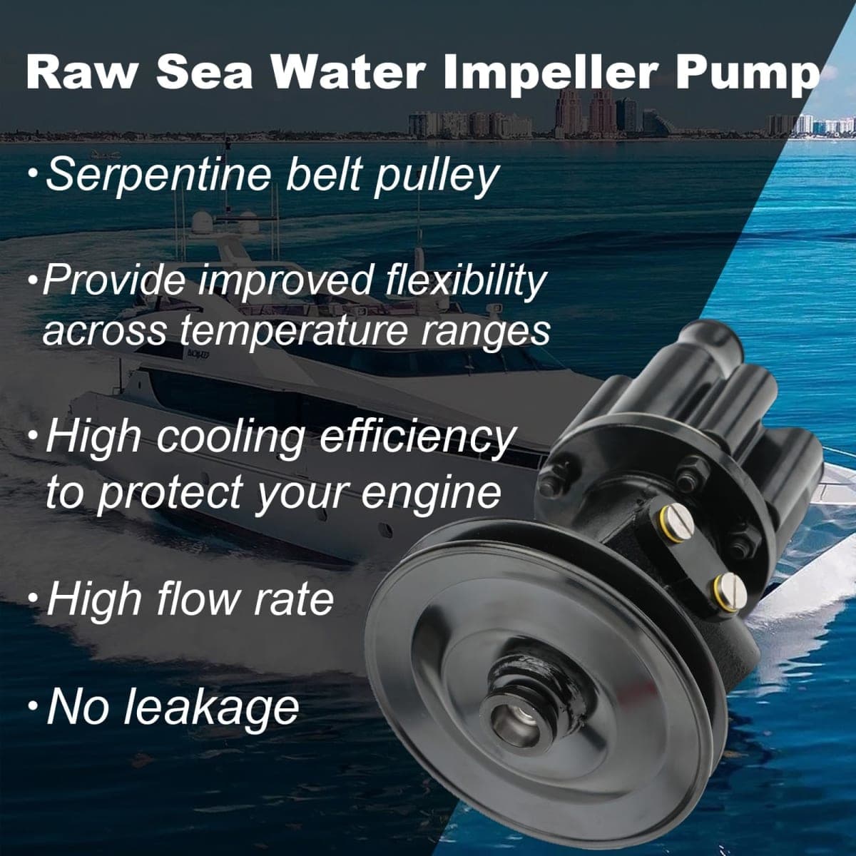 ComTrekium 46-807151A8 Raw Sea Water Pump for MerCruiser Bravo 454 502 7.4L 8.2L V8 engines (1992-1999) - Replaces 46-72774A69 46807151A8 - Complete Pump Assembly with Pulley thumbnail 4