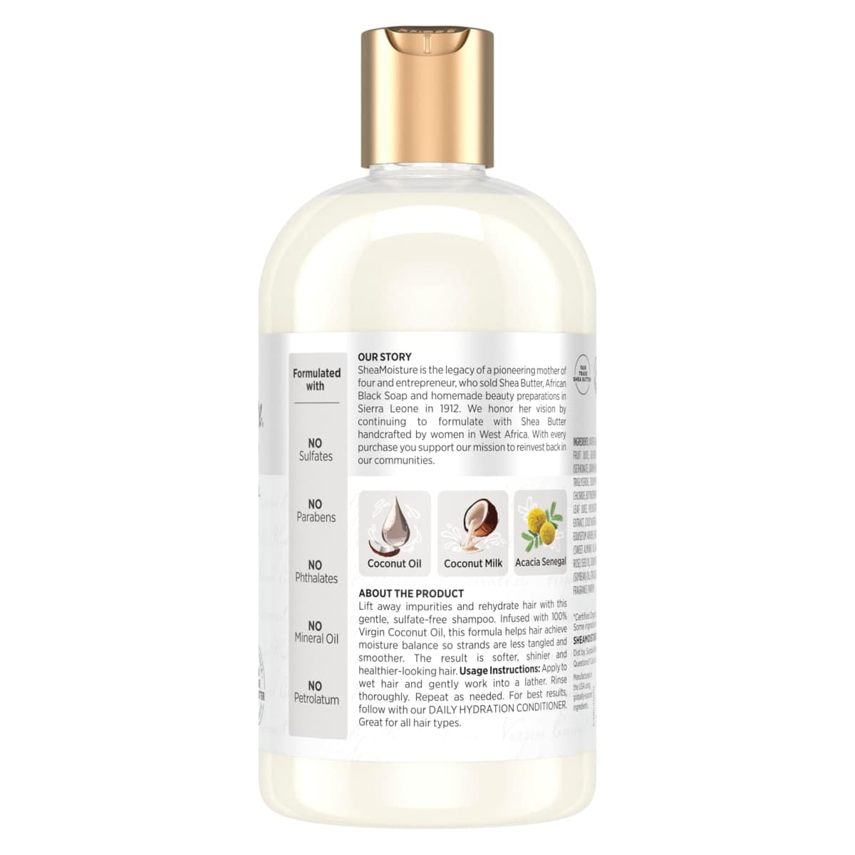 Shea Moisture Virgin Coconut Oil Daily Hydration Shampoo, 384ml thumbnail 2