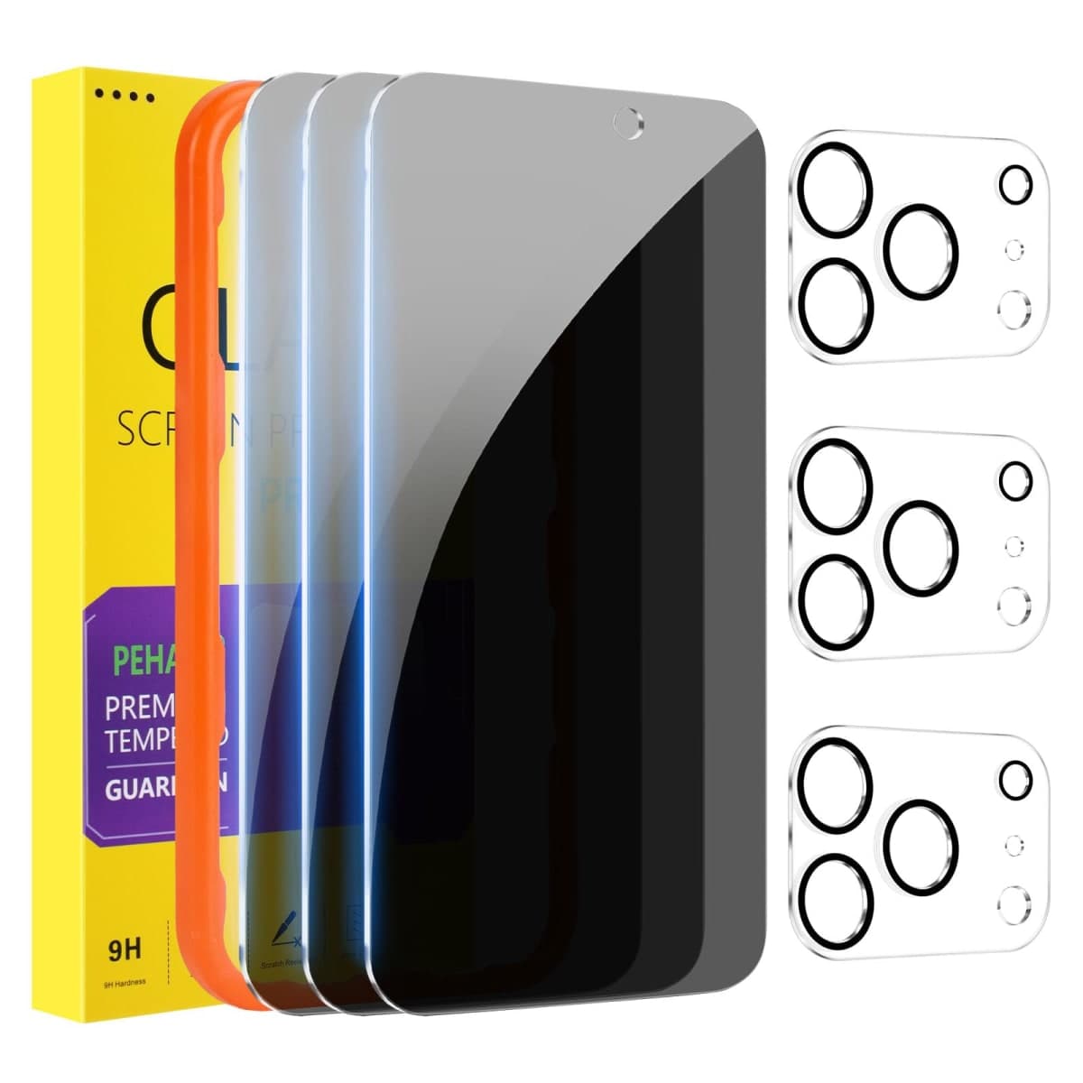 3+3Pack for 17 Pro Max Privacy Screen Protector with Camera Lens Protector Full Coverage Anti-Spy Tempered Glass Film 9H Hardness Upgrade Edge Protection Easy Installation Bubble Free [6.9 inch] — image 1