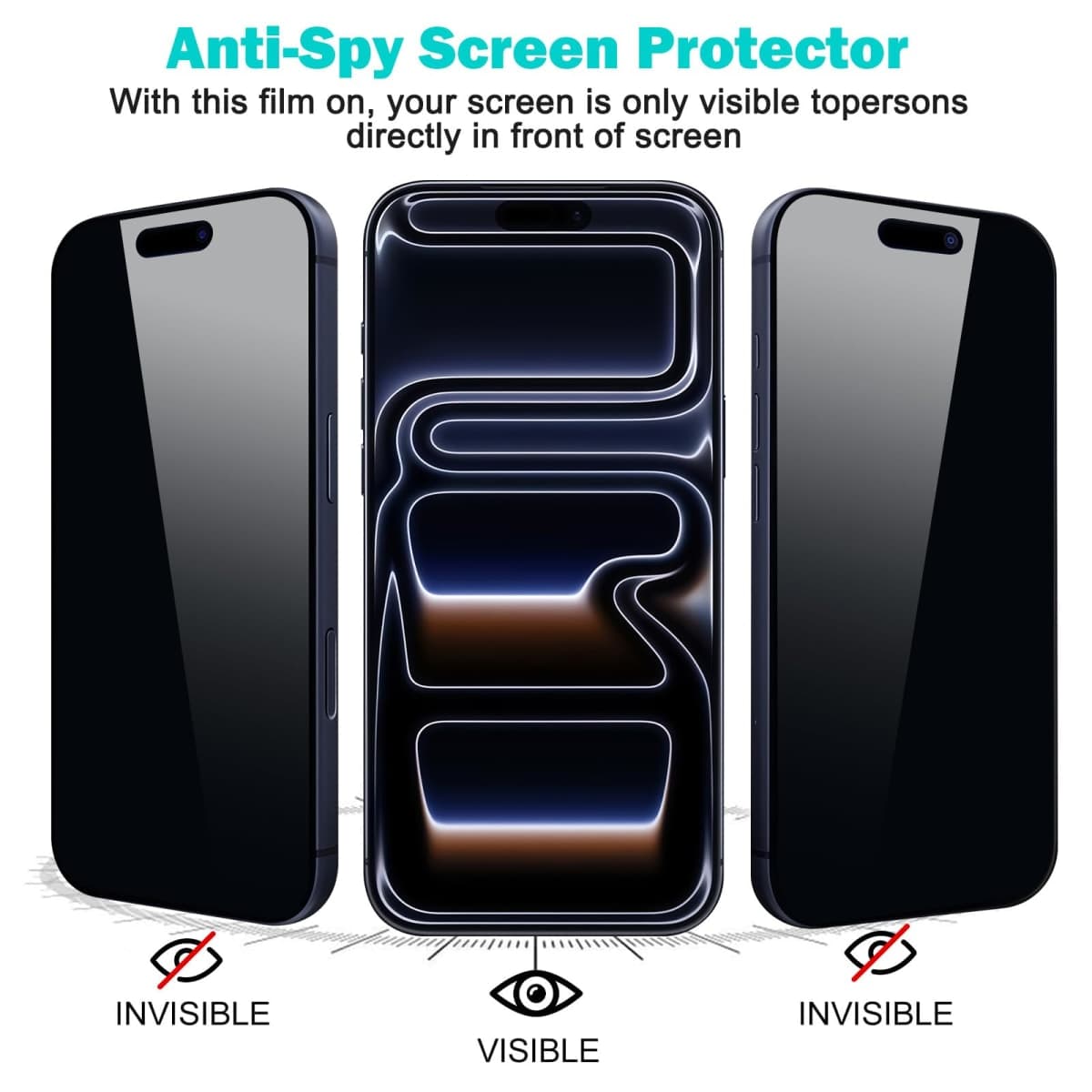3+3Pack for 17 Pro Max Privacy Screen Protector with Camera Lens Protector Full Coverage Anti-Spy Tempered Glass Film 9H Hardness Upgrade Edge Protection Easy Installation Bubble Free [6.9 inch] thumbnail 4