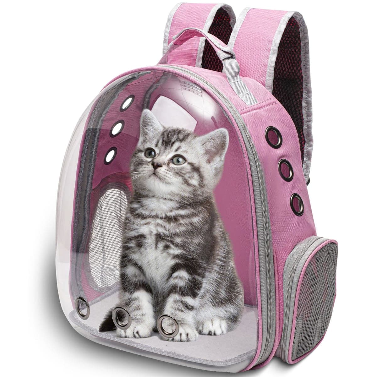 Vivicreate Large Cat Backpack Carrier for Travel and Hiking Transparent Pet Bubble Backpack for Cats up to 20lbs with Ventilation and Padded Straps Mochila para Gatos transportadora mascotas (Pink) thumbnail 2