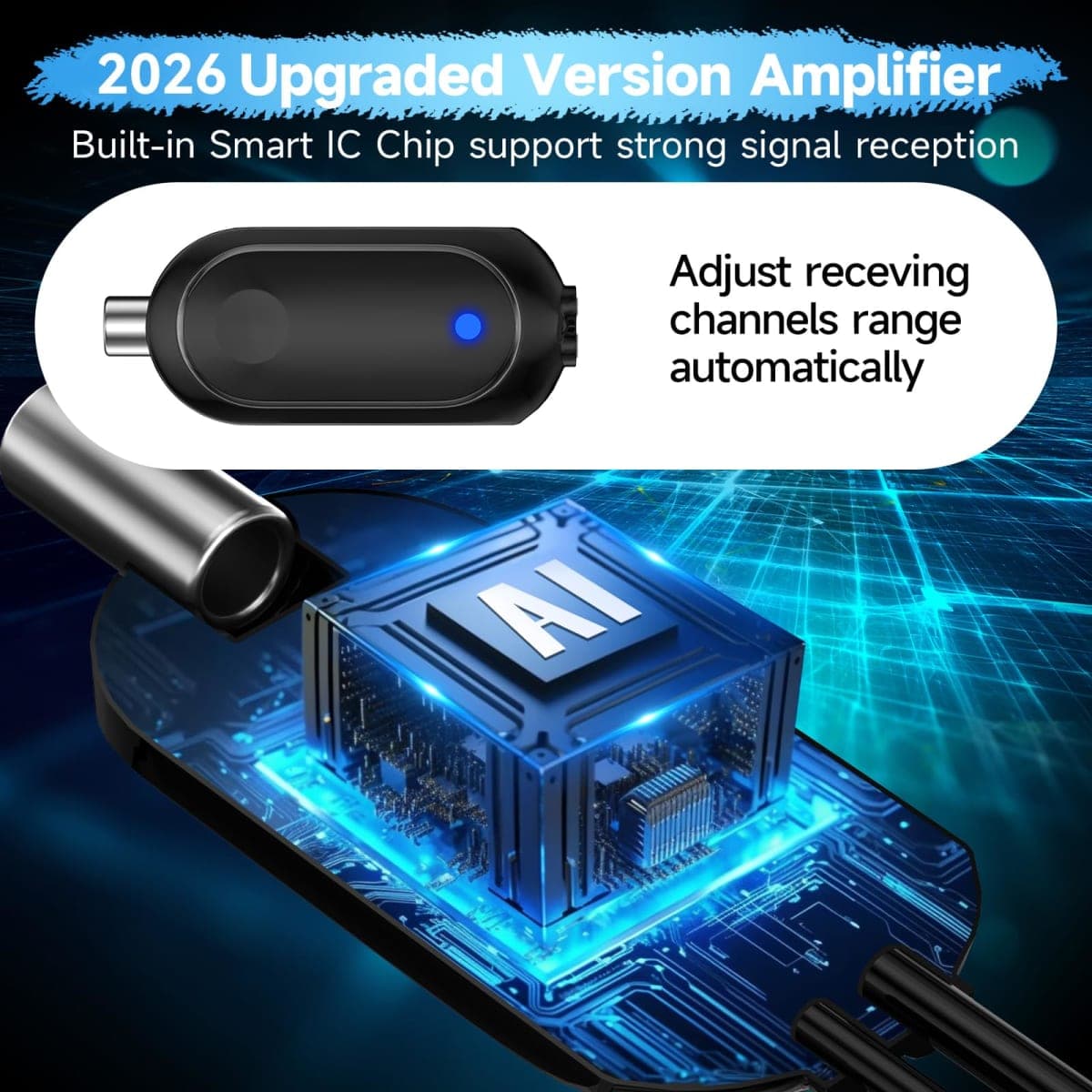 3600+ Miles TV Antenna Indoor, 360° Reception Digital Antenna for Smart TV and Old TVs, HD Antenna for Local Channels with Amplifier Signal Booster Support 4K 8K 1080p -40ft Thick Coaxial Cable thumbnail 2