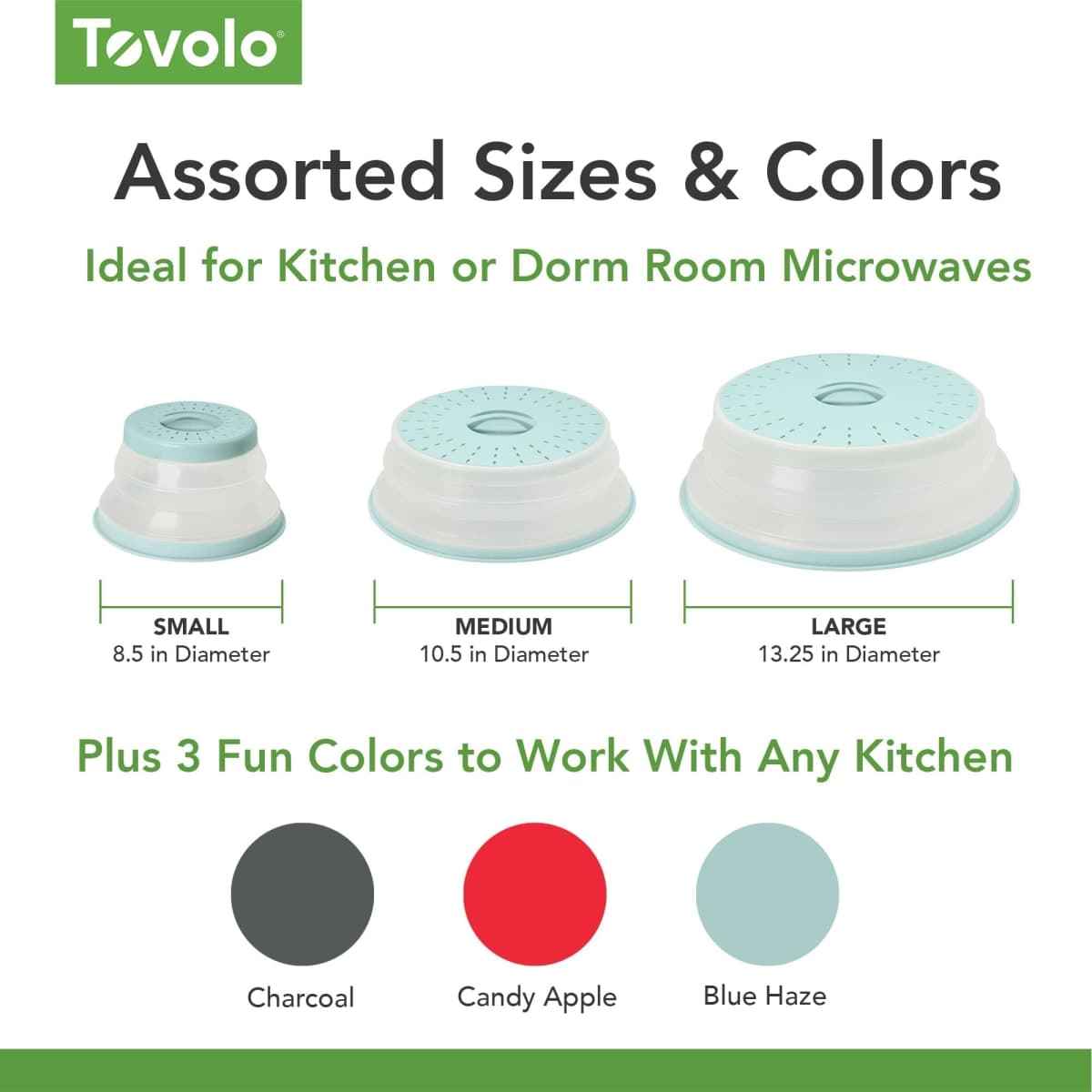 Tovolo 47005-200 Large Collapsible Microwave, Lid for Reheating Food, Meal Prep Gadget, No Mess Folding Plate Cover Kitchen Tool, Charcoal thumbnail 5