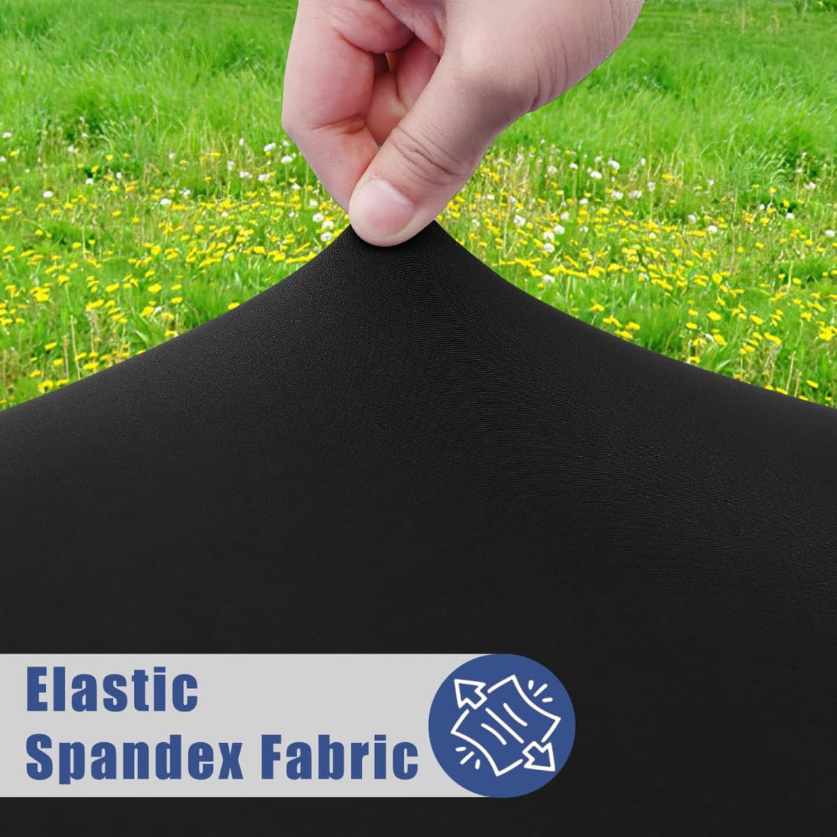 Moosfor Spandex Square Table Cloth, Elastic Fitted Tablecloths for Picnic, Stretch Washable Patio Table Cover for Outdoor, Camping, Banquet and Parties (Black, 24"x24") thumbnail 2