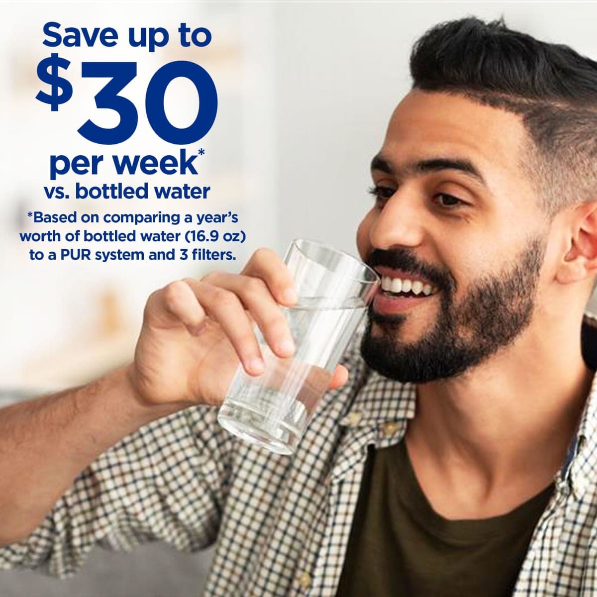 PUR Plus Vertical Faucet Mount Water Filtration System, Lead-Reducing Filter, Great-Tasting Water, Easy Install, Lasts 100 Gallons, Compatible with Sinks with External Aerators, Grey thumbnail 3