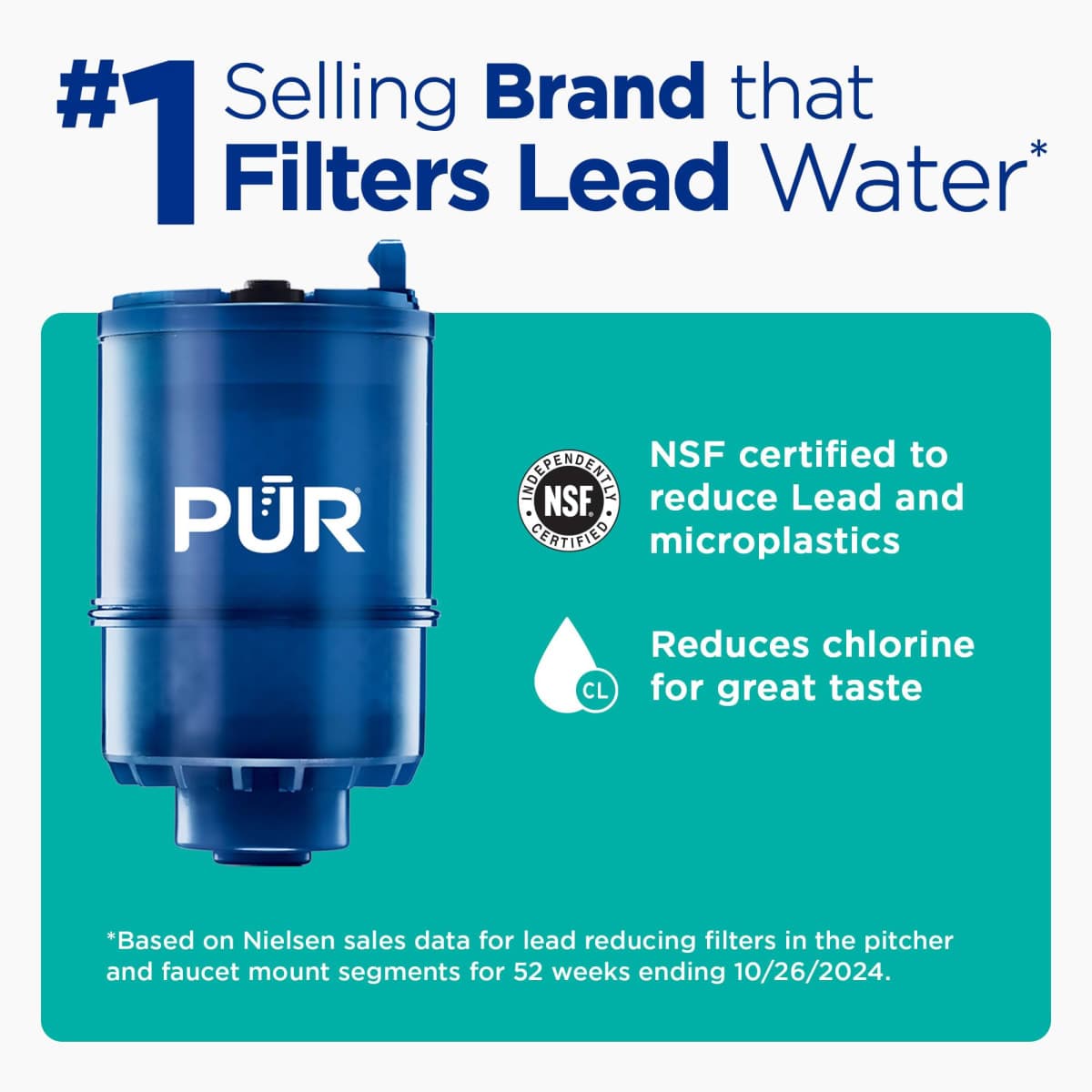 PUR Plus Vertical Faucet Mount Water Filtration System, Lead-Reducing Filter, Great-Tasting Water, Easy Install, Lasts 100 Gallons, Compatible with Sinks with External Aerators, Grey thumbnail 4