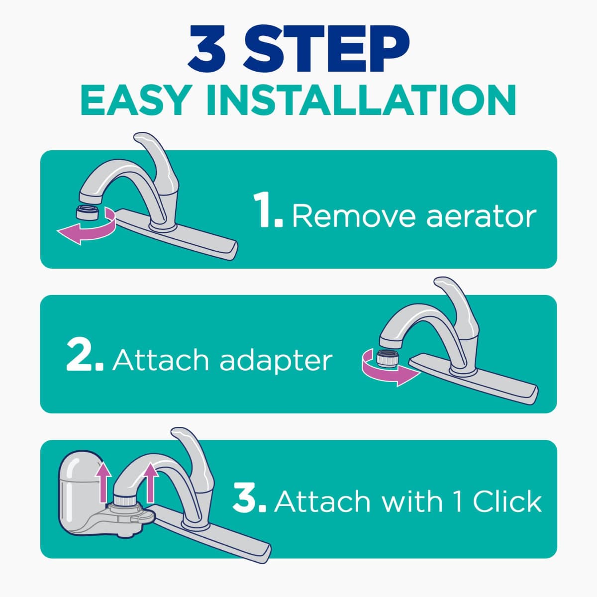 PUR Plus Vertical Faucet Mount Water Filtration System, Lead-Reducing Filter, Great-Tasting Water, Easy Install, Lasts 100 Gallons, Compatible with Sinks with External Aerators, Grey thumbnail 5