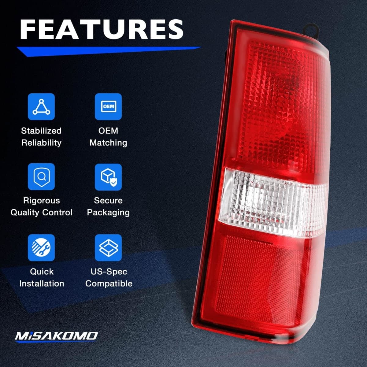 Misakomo Tail Light Assembly Compatible with 2003-2023 Chevrolet Express/GMC Savana, Brake Taillight Replace GM2801214 84216115 84639024 23338320 15813651, Right Rear Lamp W/O Bulb thumbnail 4