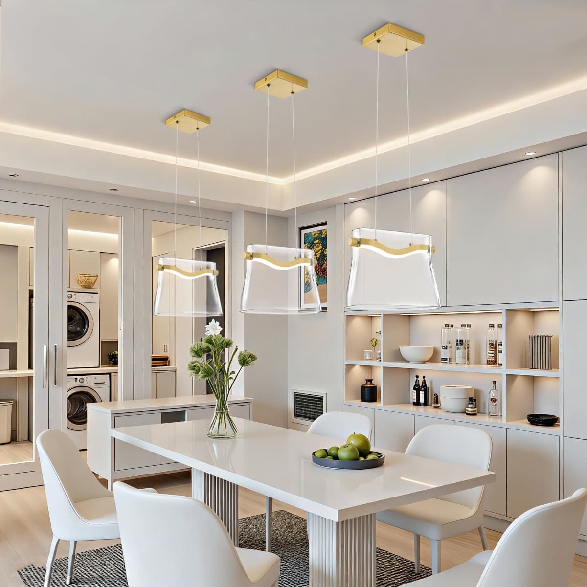 Vaziden Modern Glass Pendant Light Kitchen Island 1 Pack, Gold LED Pendant Light Fixtures with Clear Glass Shades, Adjustable Hanging Ceiling Light 9 Inch thumbnail 3
