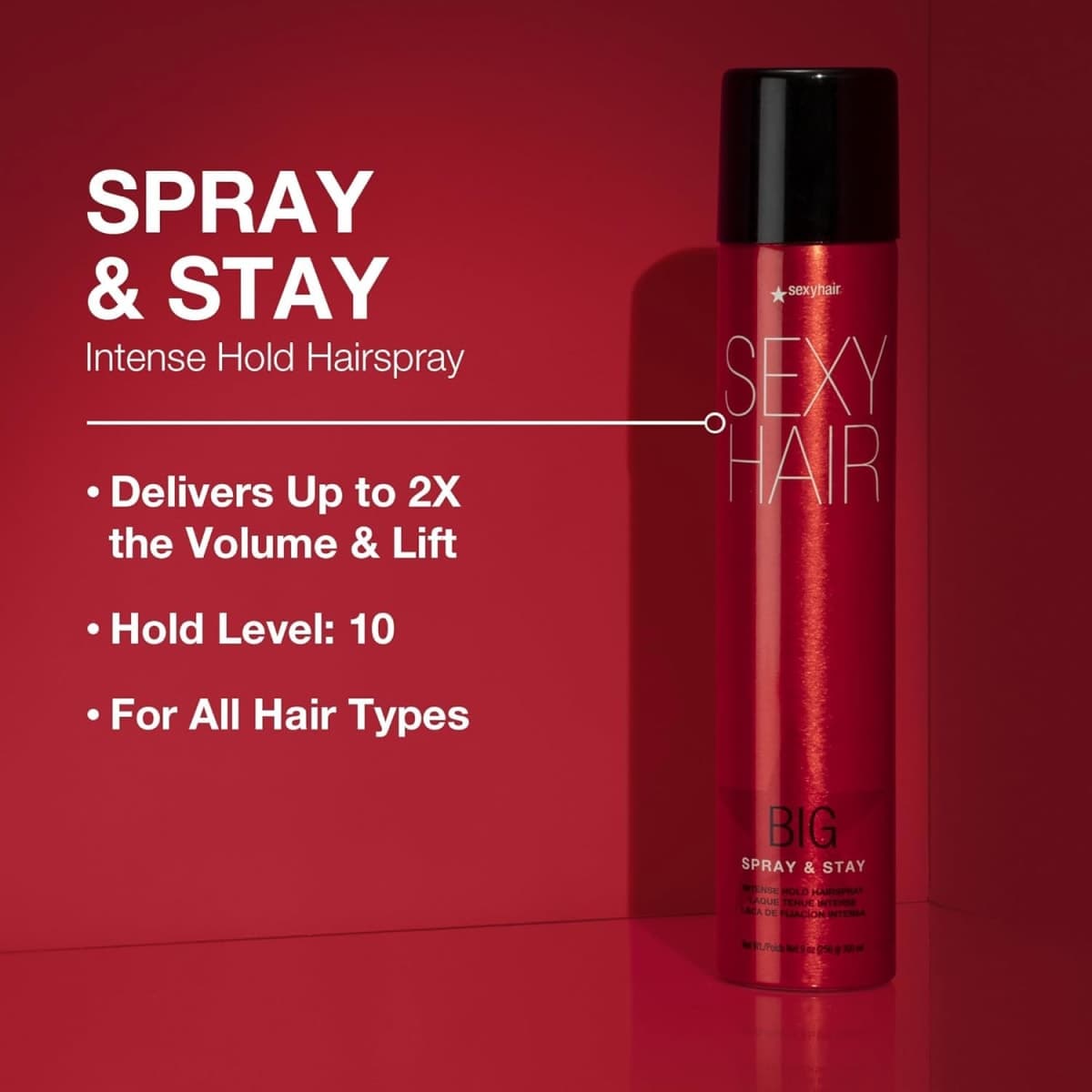 SexyHair Big Spray and Stay Intense Hold Hairspray, Long Lasting, Humidity Protection, Shine, 9 fl oz thumbnail 2
