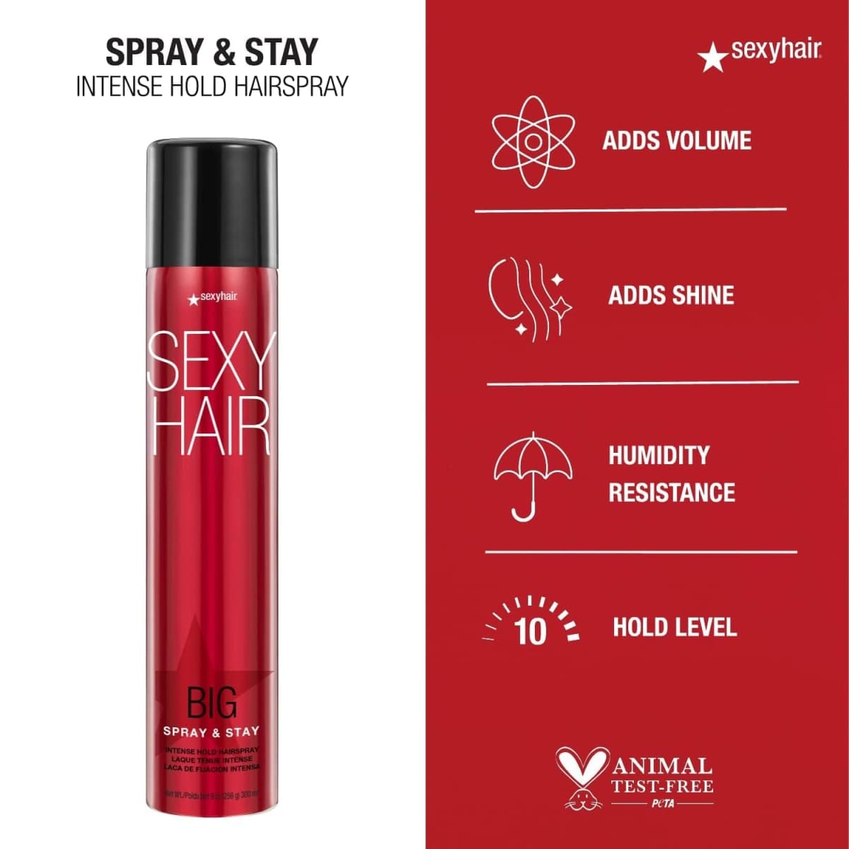 SexyHair Big Spray and Stay Intense Hold Hairspray, Long Lasting, Humidity Protection, Shine, 9 fl oz thumbnail 4