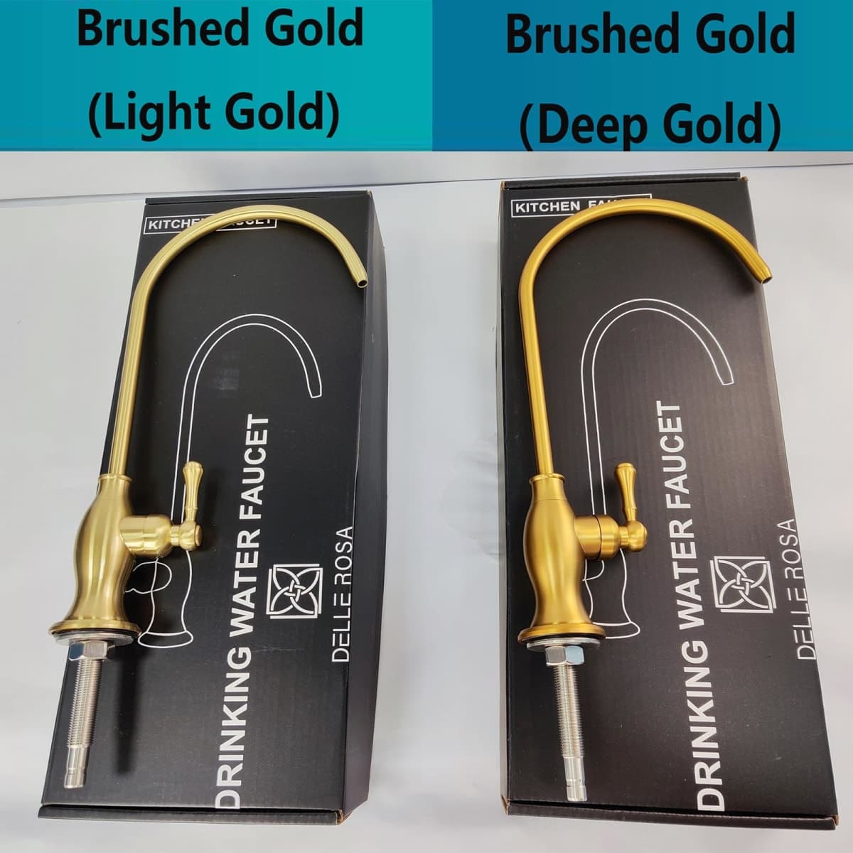 Delle Rosa Brushed Gold Drinking Water Faucet, Non-Air Gap Stainless Steel Kitchen Water Filter Faucet, Classical Water Filtration Faucet for Under Sink Water Filter System Brushed Gold（Light Gold） thumbnail 5