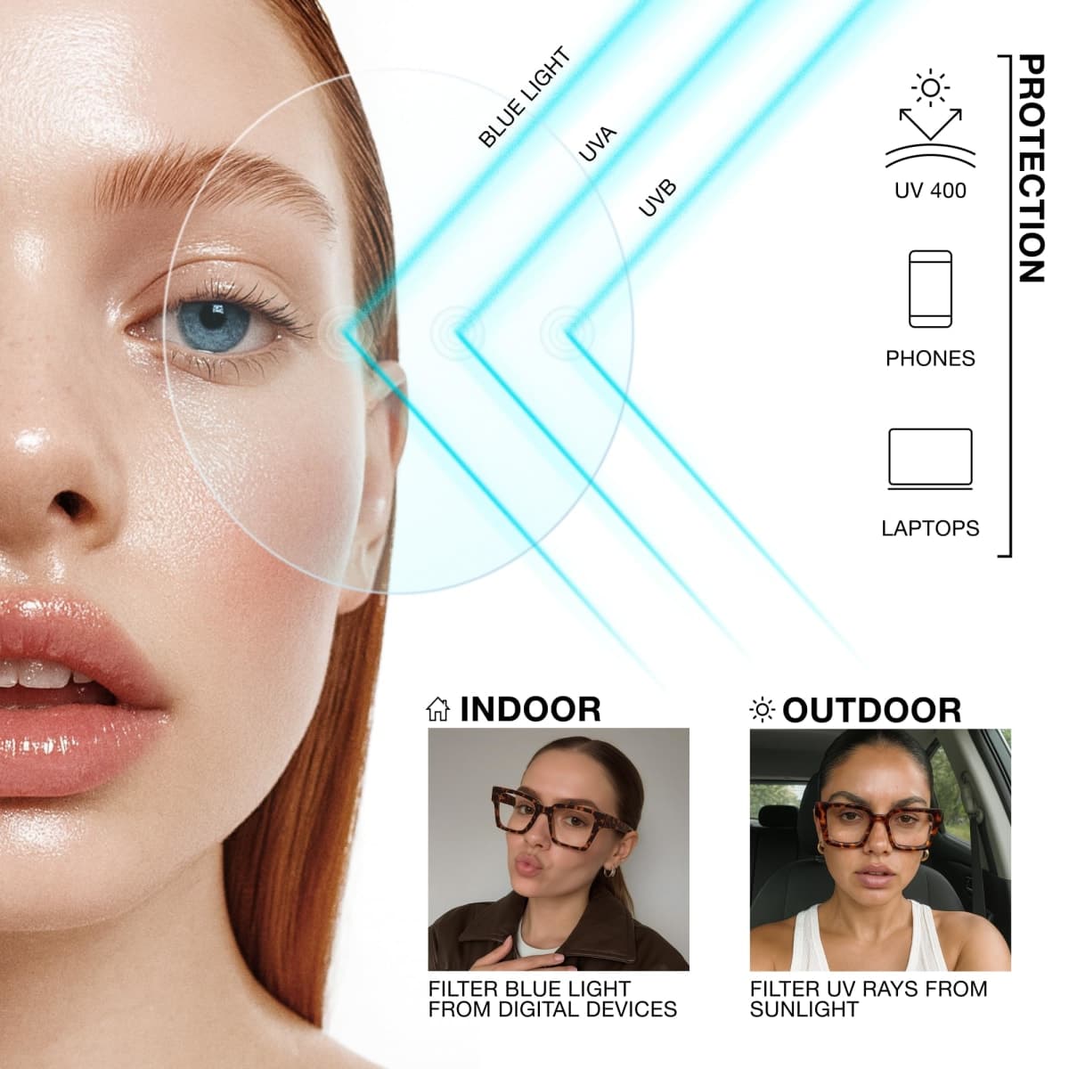 livho Oversized Blue Light Blocking Glasses for Woman - Rectangle Fashion Glasses for Computer, Chic Preppy Frame thumbnail 3