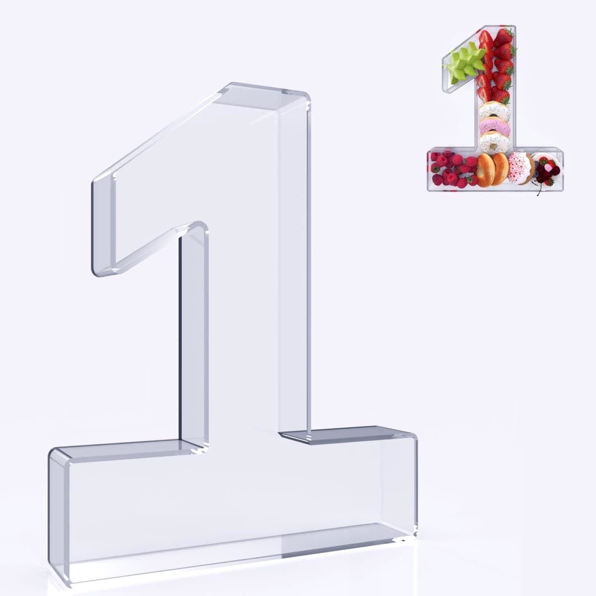 RUFHVTY 11" Acrylic Number Charcuterie Box, Reusable Fillable Alphabet Number Shaped Form Tray for Birthday Anniversaries, Party Decorative Serving Plates Display Candy Cake (1) — image 1