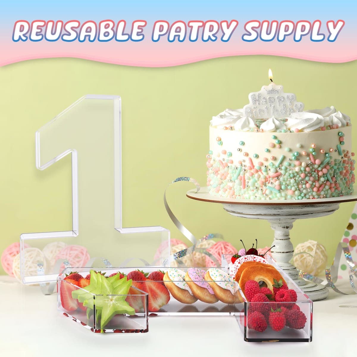 RUFHVTY 11" Acrylic Number Charcuterie Box, Reusable Fillable Alphabet Number Shaped Form Tray for Birthday Anniversaries, Party Decorative Serving Plates Display Candy Cake (1) thumbnail 5