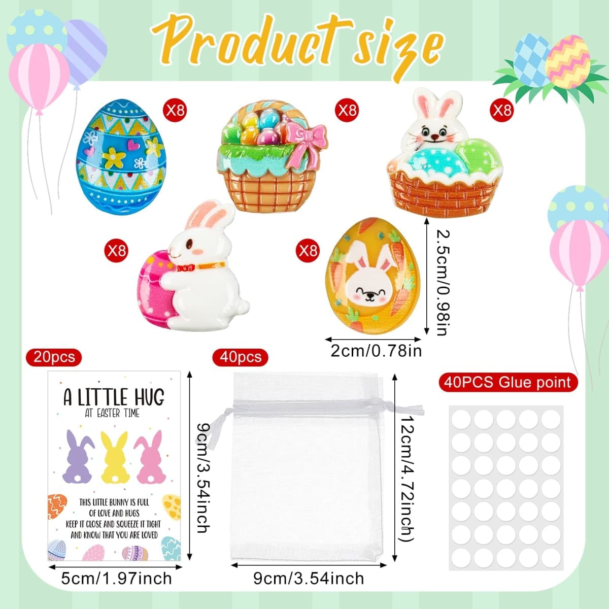 Motipuns 40 Sets Easter Little Pocket Hug Gifts Bulk Rabbit Easter Eggs Pocket Hug Token with Cards and Bags, Small Gifts for Employee Appreciation Staff Coworker Present(Lovely) thumbnail 2