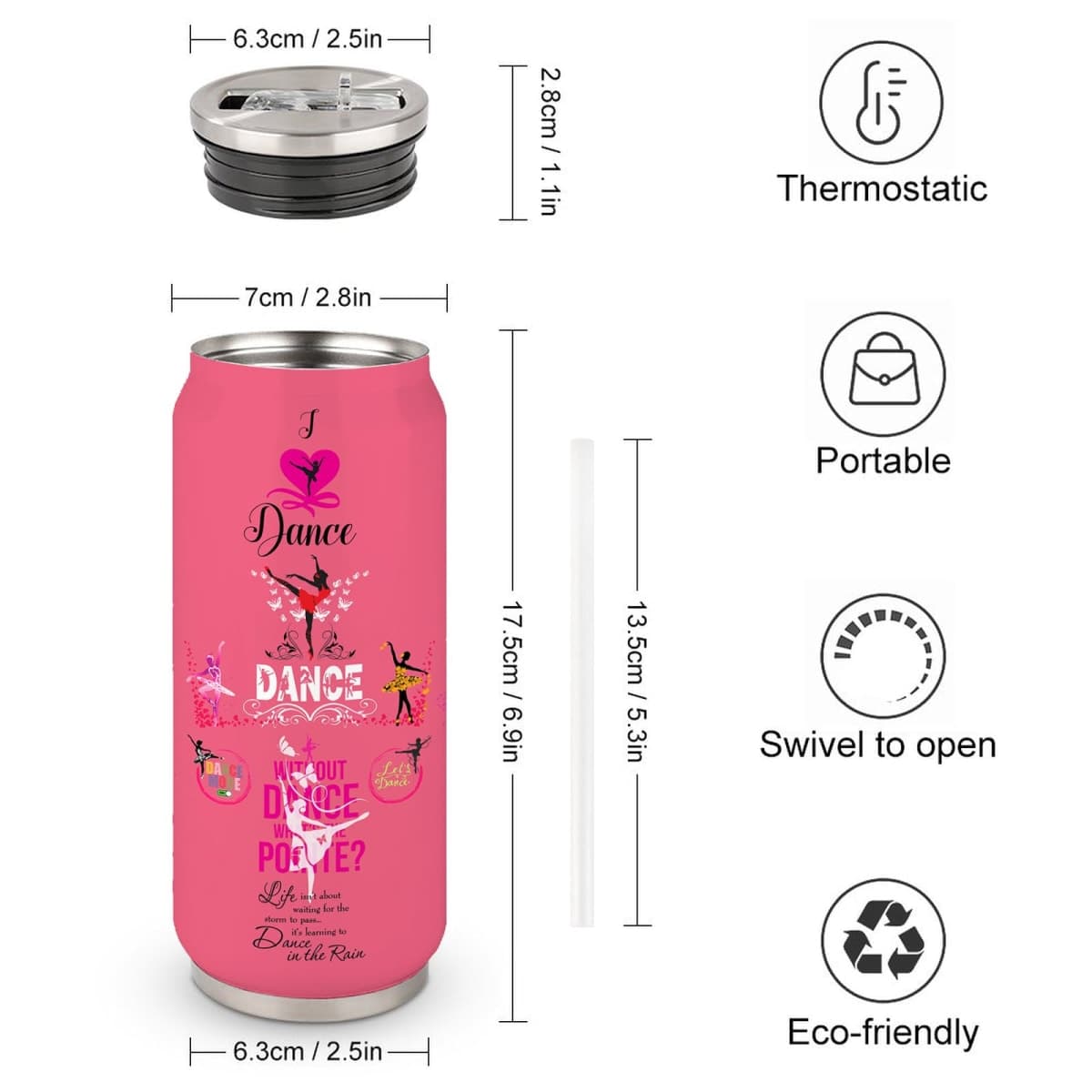 YOPIGOT Dance Lover Gifts For Girls Women Dancer Stainless Steel Insulated Tumbler With Straw Lid，Dance Lovers Gift For Dancer As Dance Themed Gifts 17 Oz thumbnail 3