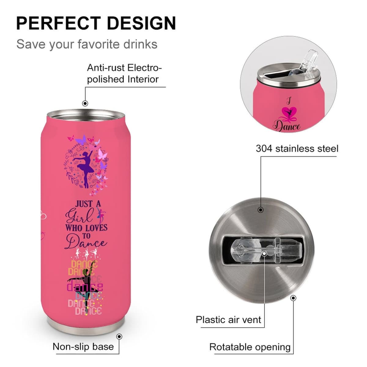 YOPIGOT Dance Lover Gifts For Girls Women Dancer Stainless Steel Insulated Tumbler With Straw Lid，Dance Lovers Gift For Dancer As Dance Themed Gifts 17 Oz thumbnail 4