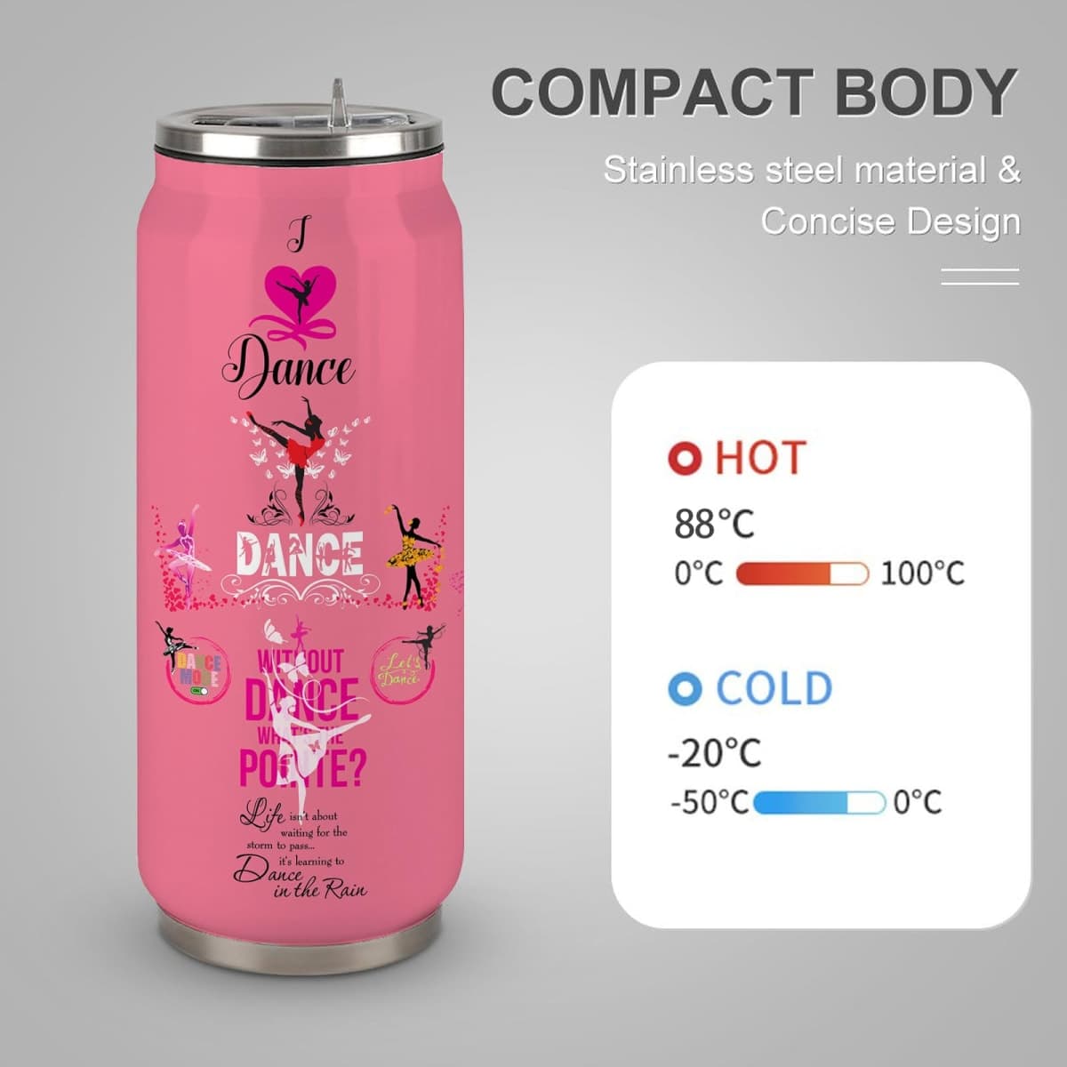 YOPIGOT Dance Lover Gifts For Girls Women Dancer Stainless Steel Insulated Tumbler With Straw Lid，Dance Lovers Gift For Dancer As Dance Themed Gifts 17 Oz thumbnail 5