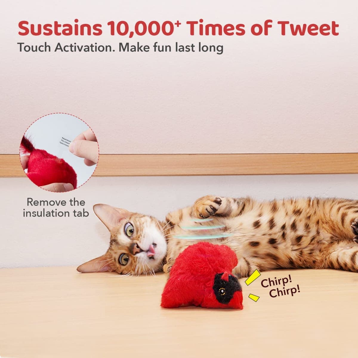 Potaroma Cat Toys Chirping Birds 2 Pcs with Catnip SilverVine, Interactive Cat Kicker, Lifelike Birdie Tweets, Indoor Kitty Kitten Exercise Toys 4.0" thumbnail 5