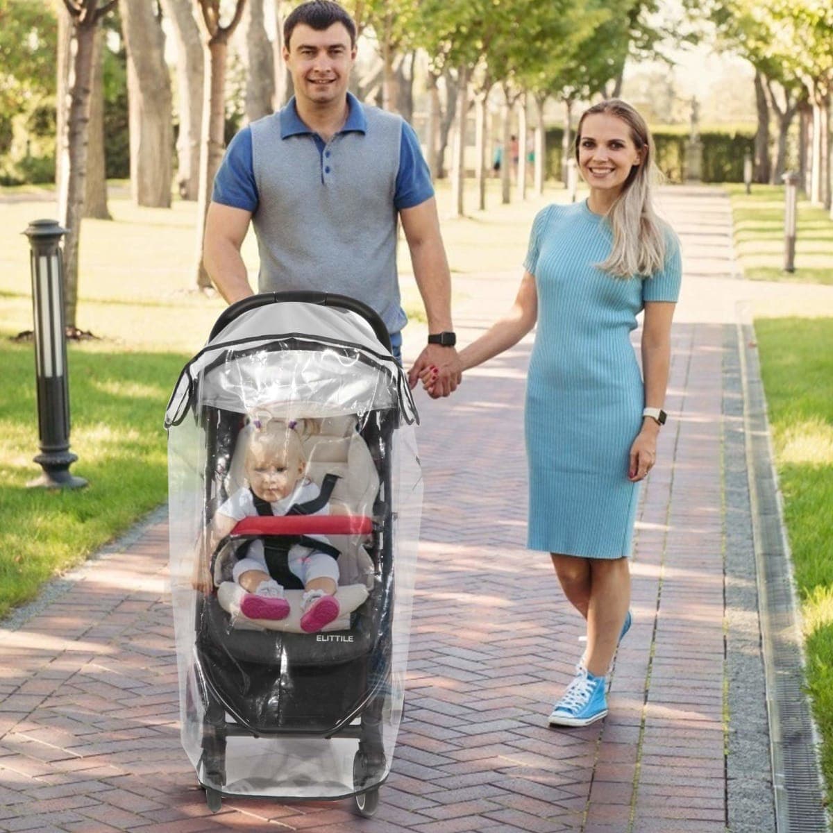 Clear Stroller Rain Cover, Universal Travel Weather Shield Breathable Baby Stroller Rain Cover for Windproof, Waterproof, Protect from Sun Dust Snow thumbnail 2
