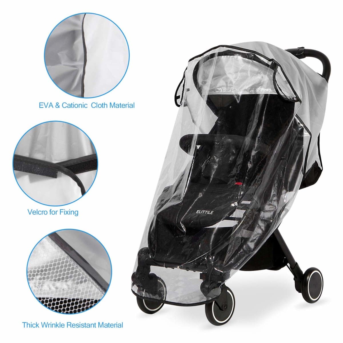 Clear Stroller Rain Cover, Universal Travel Weather Shield Breathable Baby Stroller Rain Cover for Windproof, Waterproof, Protect from Sun Dust Snow thumbnail 3