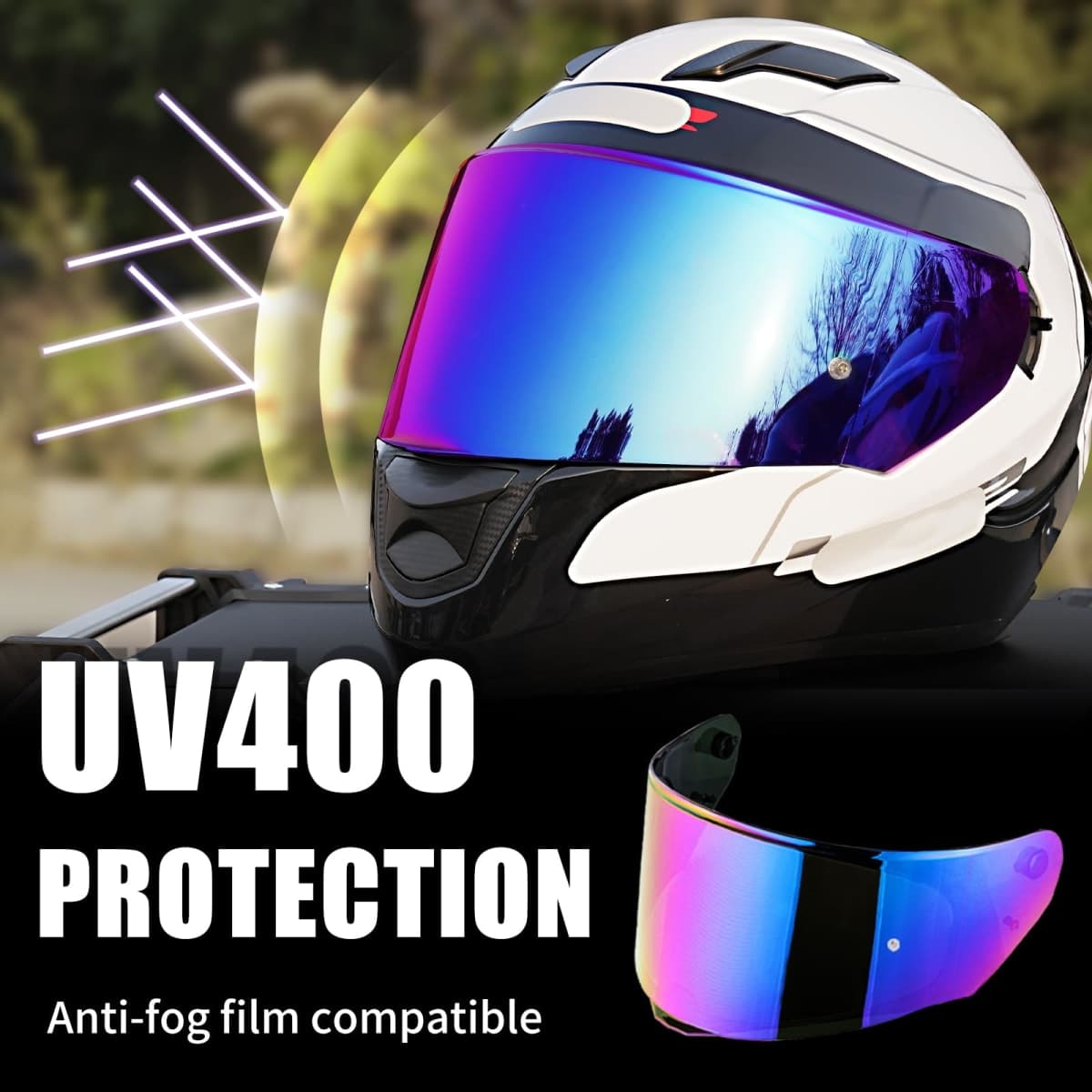 VCOROS Helmet Shield For Assault/Rapid/Stream Full Face Shield Compatible with FF800 FF320 FF328 FF353 Street Motorcycle Helmet Visor Replacement (Rainbow) thumbnail 3
