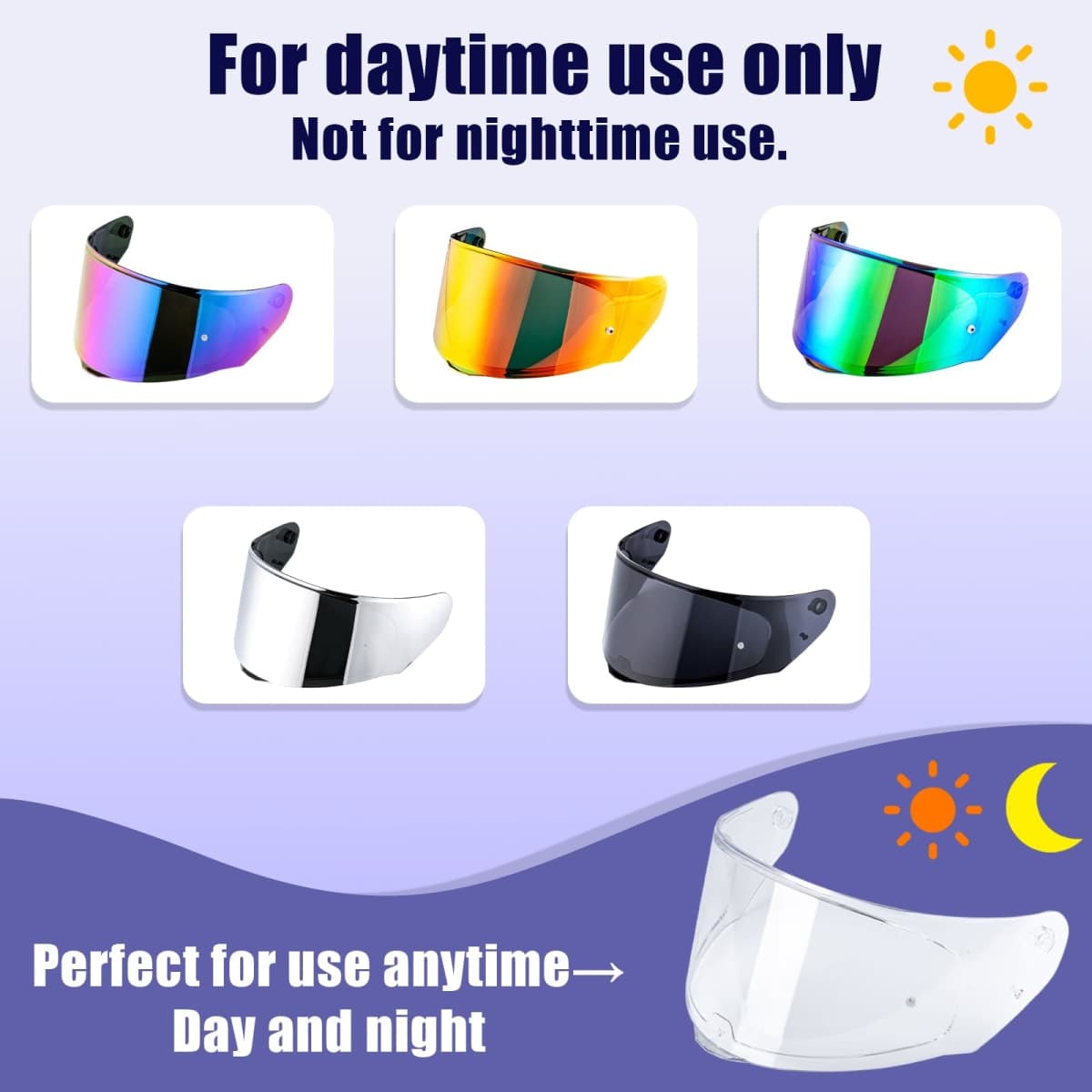 VCOROS Helmet Shield For Assault/Rapid/Stream Full Face Shield Compatible with FF800 FF320 FF328 FF353 Street Motorcycle Helmet Visor Replacement (Rainbow) thumbnail 5